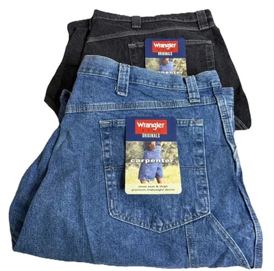 VTG Wrangler Sz 46 Hero Carpenter Denim Shorts Baggy (Set Of 2) Blue Black NWT - Image 1 of 4