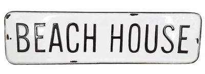 NWOT BEACH HOUSE Metal Sign 18"x5” Distressed Rustic Nautical Wall Hanging Decor - Image 1 of 4