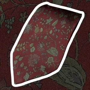 Luciano Barbera Made in Italy Silk Tie Necktie Floral See Note Red Fall - Picture 1 of 8