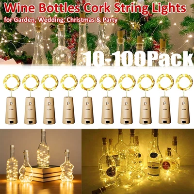 10-100Pack 20 LEDs Wine Bottle Lights w/ Cork Battery Operated Cork Party Lamp - Image 1 of 4