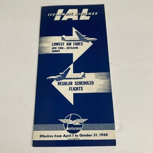 1960 LOFTLEIDIR Icelandic Airlines Timetable Schedule Vintage DC 6B motif - Picture 1 of 6