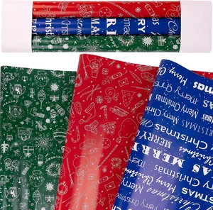 Reversible Christmas Wrapping Paper - 3 Mini Rolls - 17 Inch X 138 Inch Each - 3 - Picture 1 of 6
