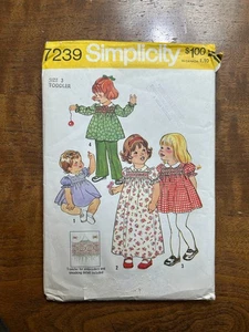 Simplicity 7239 Toddler Dress & Pants Sewing Pattern Size 1 Vintage - Picture 1 of 2