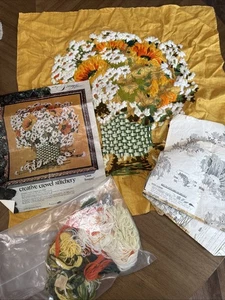 Paragon GIANT BOUQUET 1972 Crewel Stickpackung Leinen 26"x28" 60% fertig - Bild 1 von 19
