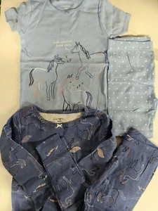 Carters Girls 2 Pairs PJs Horse/Unicorn L/S Pants & SS/Shorts NWT Size 7/7A - Picture 1 of 3