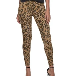 Utopia By Hue Leopard Print Stretch Denim Jeggings Sz S Brwn/Gold  - Picture 1 of 3