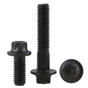 BLACK HEXAGON FLANGE BOLTS SCREWS PARTIAL/FULL THREADED 12.9 TORX-HEAD BOLT M5M6 - Picture 1 of 7