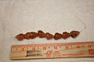 8 Artisan Carved Brownish Jade Stone Shells Beads - Picture 1 of 3