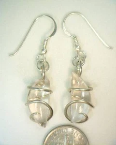 20.08ct Morganite Cabochons in Sterling Silver Forged Art Wrap Earrings - Picture 1 of 4