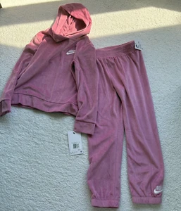 Nike Girls Size 6X Hoodie Pants Velour Pink 6 - 7 Years NEW $60 - Picture 1 of 5