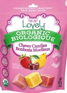 New LOVELY Organic Soft FRUIT Chews Natural Flavors CANDY 8oz Bag SHARE SIZE - Picture 1 of 3