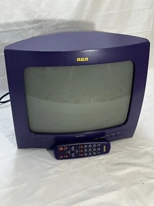 Vintage selten RCA lila Colorview 13" Gaming Röhrenfernseher mit klaren Seiten und Fernbedienung funktioniert - Bild 1 von 7