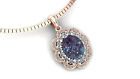 Real Alexandrite 2Ct Oval Cut Flower Pendant 14K Rose Gold Plated 18''Free Chain
