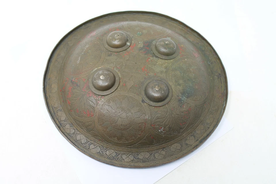 Старинный старый бронзовый цветочный могольский парсийский исламский боевой щит доспехи NH6591 - Изображение 1 из 4