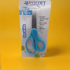 Tijeras Westcott punta roma niños azul zurdo diestro hojas de acero inoxidable - Imagen 1 de 7