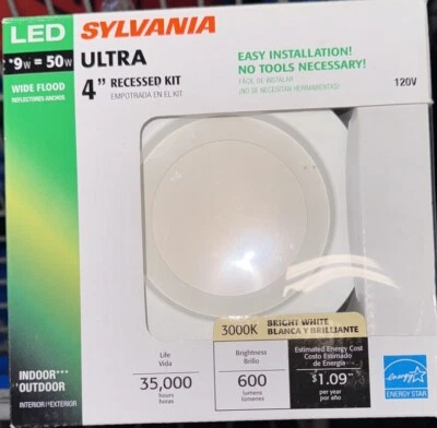Sylvania Ultra LED 4" Recessed Kit 50W Dimmable White Light NIB - Image 1 of 3