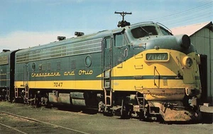Chesapeake & Ohio 7047 Train Vintage Chrome Unposted PC - Picture 1 of 2