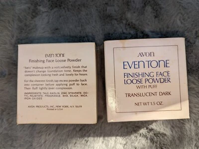 2 Avon Even Tone Finishing Face Loose Powder With Puff Translucent Dark NOS - Image 1 of 2