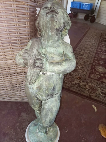 Antique Cherub with Fish Bronze? 2' Fountain Cover