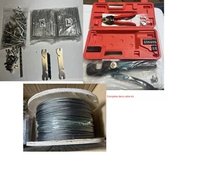 300FT COMPLETE Cable Railing Kit 1/8 Wire Rope Hardware Crimping Tool Screws - Picture 1 of 10