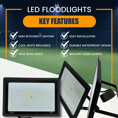 Powerful LED Floodlight 200W 300W 400W Outside Outdoor Garden Security Light - Image 1 of 4
