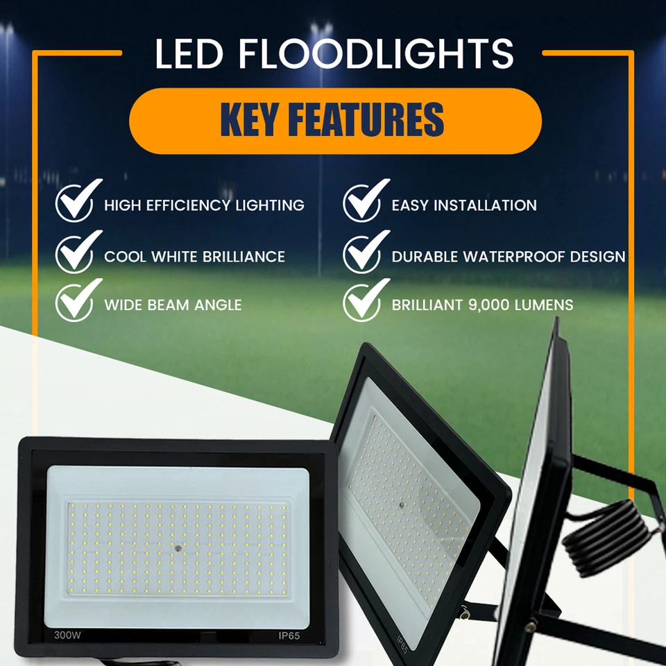 Powerful LED Floodlight 200W 300W 400W Outside Outdoor Garden Security Light - Image 1 of 4