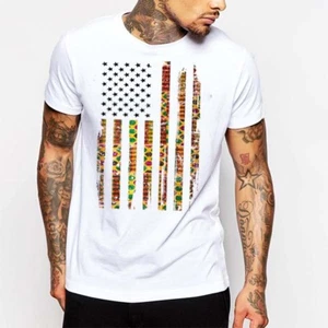 T-Shirt Bandiera Kente Africana Nera Storia Wakanda Stay Woke Tee - Foto 1 di 1
