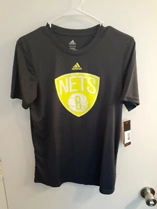 Adidas Brooklyn Nets Shirt Youth Size Large 14-16 Dark Gray S/S Tee NWT - Picture 1 of 4