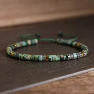 Natural African Turquoise Dainty Bracelet Healing Crystal Bracelet Handmade - Picture 1 of 4