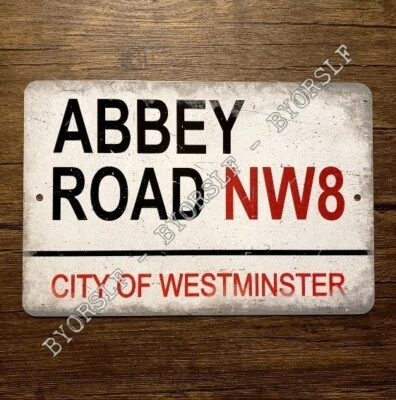 BYORSLF Metal Sign ABBEY ROAD City of Westminster London England studios landmark 8"x12"