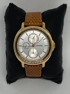Fossil Chelsey ES3358 Womens Brown Leather Analog Dial Quartz Wrist Watch WFH143 - Picture 1 of 12
