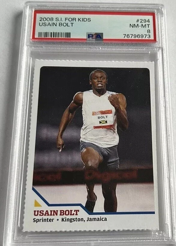 USAIN BOLT ROOKIE RARO OLÍMPICO JAMAICA SI para niños Olympic Track Legend PSA 8 Foto 1 de 2