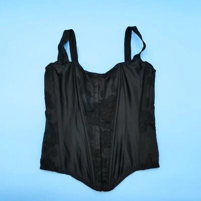 Lencería corsé satinado Victoria's Secret pequeño negro muy sexy VS Archives Burnout Foto 1 de 4