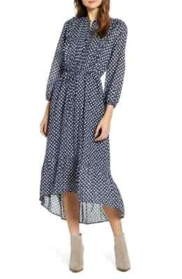 LUCKY BRAND Floral Long Sleeve Pleat Button Bodice Waist Tie Ruffle Dress XL 14 - Image 1 of 4