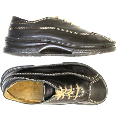 Footprints Birkenstock 8 / 39 Black Leather Lace Up Casual Oxford Sneaker Shoes - Image 1 of 4