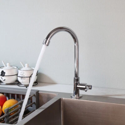 SF Cold Water Faucet Only High Arc Single Handle One Hole Faucet for Kitchen Gar