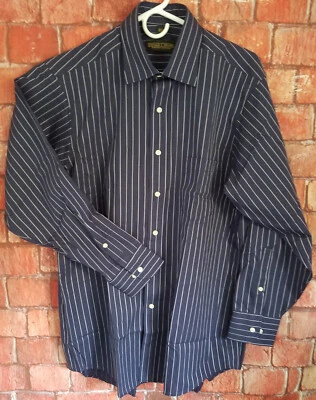 NUEVA Camisa Donald Trump Signature Collection Azul Rayas Abotonada 16 32/33 Foto 1 de 3