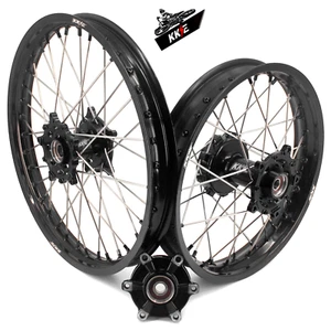 KKE 1.85*21/2.5*18 Tubed Spoke Wheels Fit Yamaha Tenere 700 Black Rims & Nipples - Foto 1 di 13