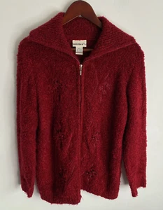 Millers Jacket Womens Large Red Full Zip Long Sleeve Collared Mohair Comfy Flowy - Bild 1 von 14