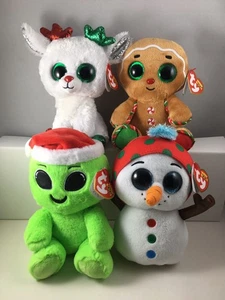 SET 4 Ty Beanie Boos DAVE SNAPS SNOWDROP COMEET Natale 2025 Peluche Vacanze - Foto 1 di 23