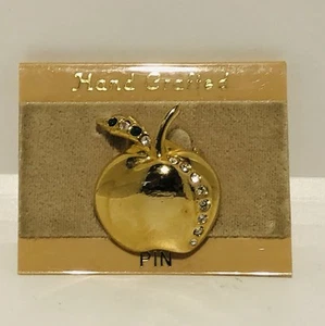 Handcrafted gold tone apple brooch pin 1” - Picture 1 of 4