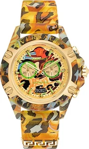 Versace VEZ700822 Icon Active Chrono oro amarillo leopardo silicona reloj para hombres NUEVO - Imagen 1 de 9