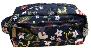 Bolso de Maquillaje Cosmético para Artículos de Aseo Ju Be con Asa 2 Cremallera Área Azul Marino Floral Nuevo - Imagen 1 de 9