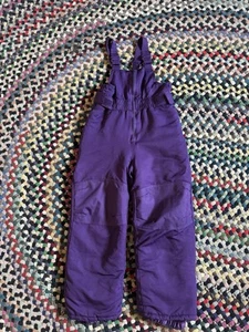 Cherokee Bib Snow Pants Kids Small 5T Purple Reinforced Knees - Picture 1 of 5