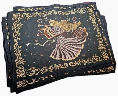 挂毯天堂天使演奏乐器海军蓝桌垫7件套 — 第 1/2 张图片