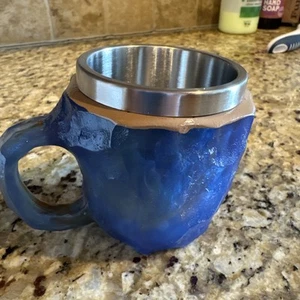 Mineral Crystal Coffee Mug - Blue Colored Resin Faux Rock - Picture 1 of 6