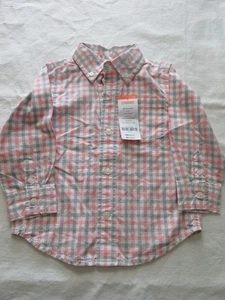 Neu mit Etikett Gymboree rosa grau kariertes Langarmshirt Kleinkind Junge 18-24M NEU - Bild 1 von 4