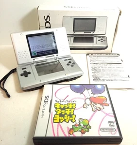 Nintendo DS Game Console Silver color W/Box Instruction Charger Game Soft NTSC-J - Picture 1 of 12
