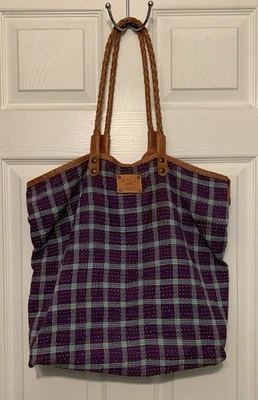 Will Leather Goods Reversible Quilted Tote Hand Bag Raw Silk Bridle Leather Trim - Image 1 of 4