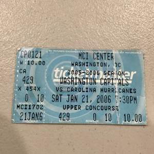 Boleto de hockey 21 de enero 2006 Washington Capitals V Carolina Hurricanes - Imagen 1 de 7